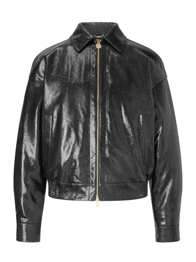 Padded Snake-Effect Leather Blouson Jacket - Men