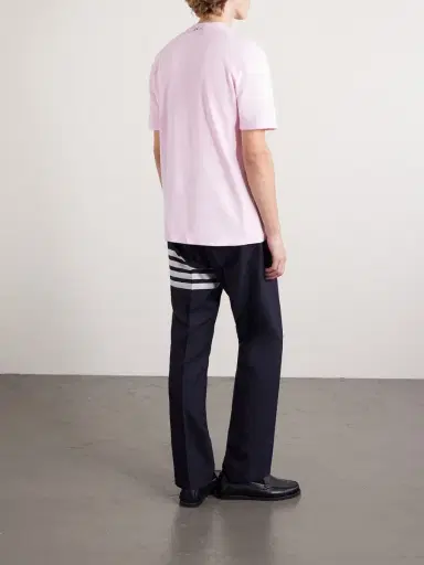 Thom Browne Logo-Appliquéd Striped Cotton-Piqué T-Shirt - Men | Thumbnail 4 Thom Browne Logo-Appliquéd Striped Cotton-Piqué T-Shirt - Men | Thumbnail 4