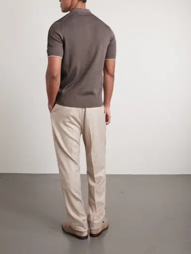 Brunello Cucinelli Ribbed Cotton Polo Shirt - Men | Thumbnail 4