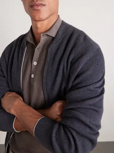 Brunello Cucinelli Ribbed Cotton Polo Shirt - Men | Thumbnail 5