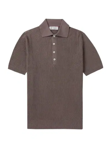 Brunello Cucinelli Ribbed Cotton Polo Shirt - Men | Thumbnail 1