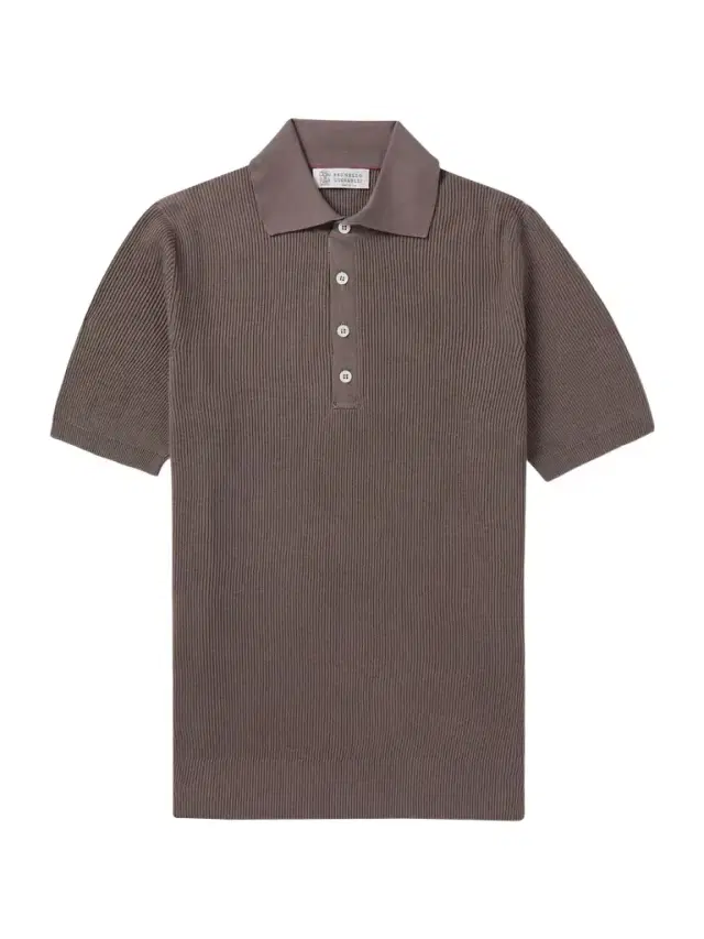 Ribbed Cotton Polo Shirt - Men