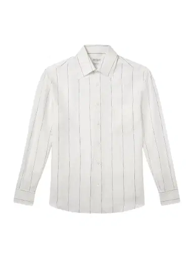 Brunello Cucinelli Pinstriped Linen Shirt - Men | Thumbnail 1