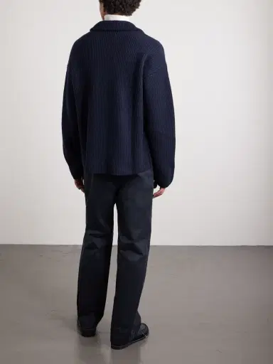 A.P.C. Oversized Ribbed Wool and Cashmere-Blend Polo Sweater - Men | Thumbnail 4 A.P.C. Oversized Ribbed Wool and Cashmere-Blend Polo Sweater - Men | Thumbnail 4