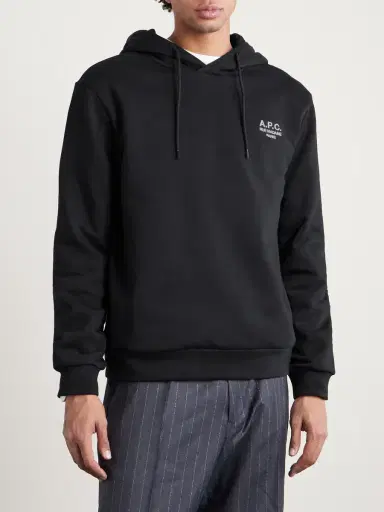 A.P.C. Standard Rue Madame Logo-Embroidered Organic Cotton-Jersey Hoodie - Men | Thumbnail 3 A.P.C. Standard Rue Madame Logo-Embroidered Organic Cotton-Jersey Hoodie - Men | Thumbnail 3