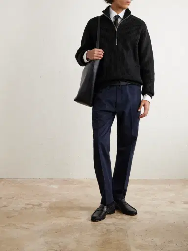 Tom Ford Ribbed Merino Wool Half-Zip Sweater - Men | Thumbnail 2 Tom Ford Ribbed Merino Wool Half-Zip Sweater - Men | Thumbnail 2
