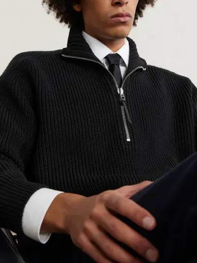 Tom Ford Ribbed Merino Wool Half-Zip Sweater - Men | Thumbnail 5 Tom Ford Ribbed Merino Wool Half-Zip Sweater - Men | Thumbnail 5