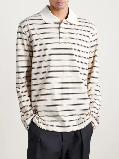 A.P.C. Striped Organic Cotton-Jersey Polo Shirt - Men | Thumbnail 3 A.P.C. Striped Organic Cotton-Jersey Polo Shirt - Men | Thumbnail 3