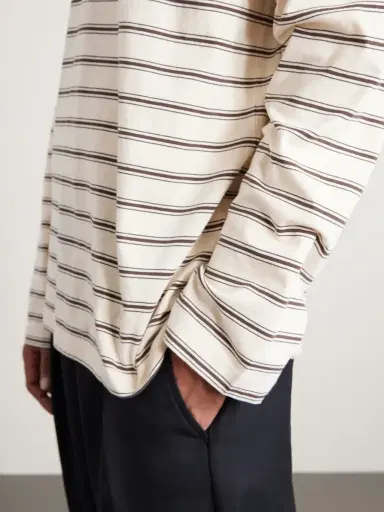 A.P.C. Striped Organic Cotton-Jersey Polo Shirt - Men | Thumbnail 5 A.P.C. Striped Organic Cotton-Jersey Polo Shirt - Men | Thumbnail 5