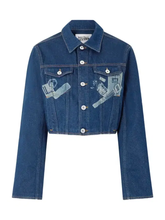 Cropped Printed Denim Jacket