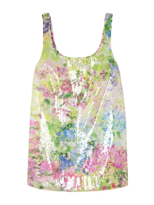 Dahlia Floral-print Sequined Mesh Mini Dress
