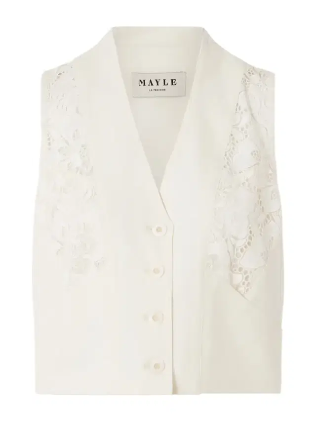 Ines Lace-trimmed Wool-twill Vest