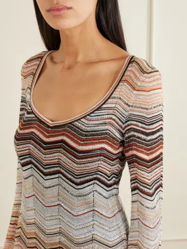 Missoni Mare Sequin-embellished Striped Metallic Crochet-knit Mini Dress | Thumbnail 4