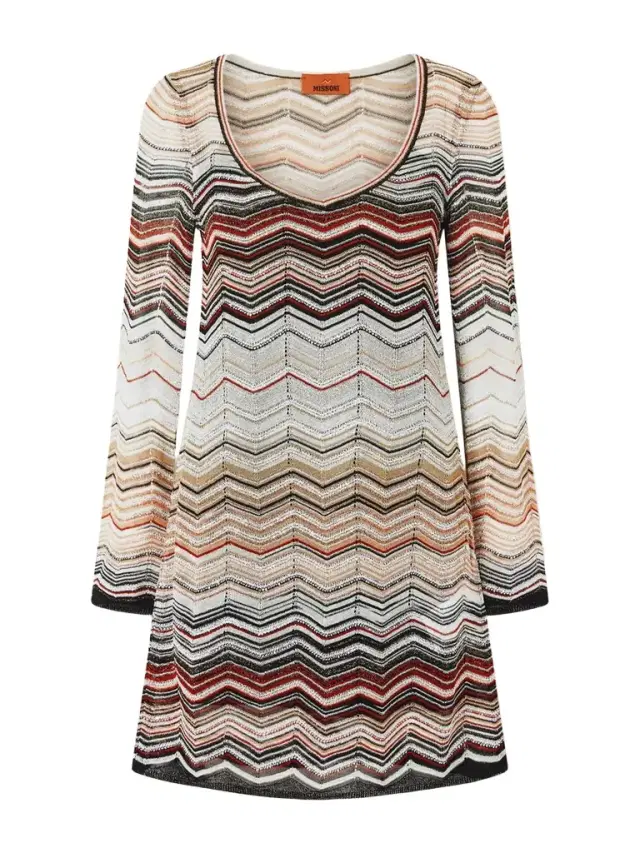 Missoni Mare Sequin-embellished Striped Metallic Crochet-knit Mini Dress