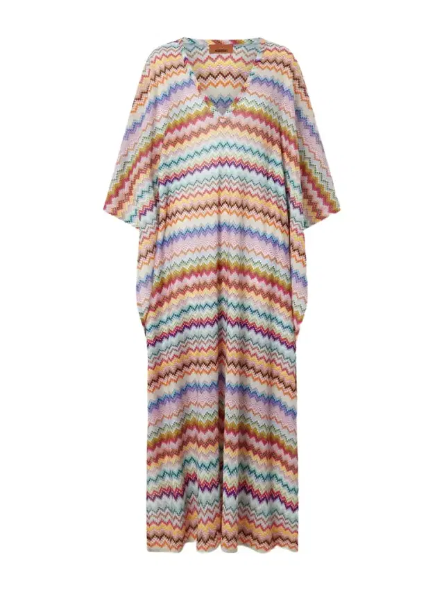Missoni Striped Metallic Crochet-knit Kaftan