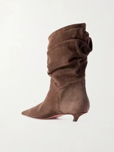 Amina Muaddi Jamie Ruched Suede Ankle Boots | Thumbnail 2