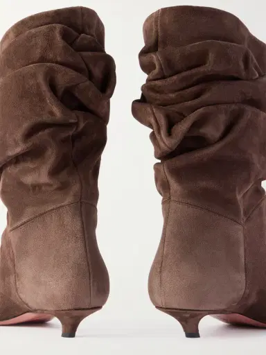 Amina Muaddi Jamie Ruched Suede Ankle Boots | Thumbnail 4