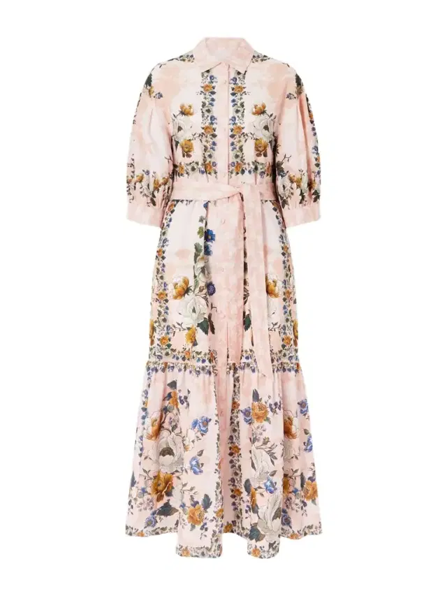 Bianca Belted Printed Linen And Cotton-blend Midi Dress