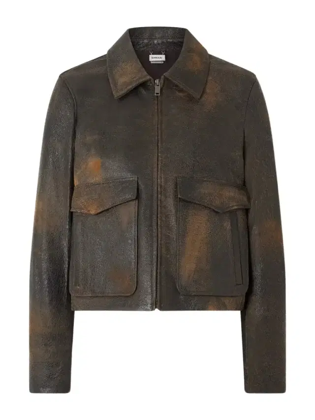 Sage Textured-leather Jacket