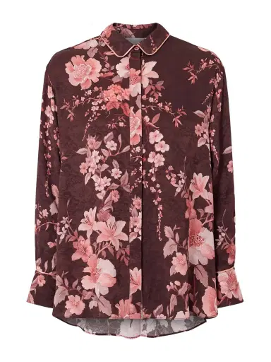 Borgo de Nor Nova Floral-print Satin-jacquard Shirt | Thumbnail 1 Borgo de Nor Nova Floral-print Satin-jacquard Shirt | Thumbnail 1