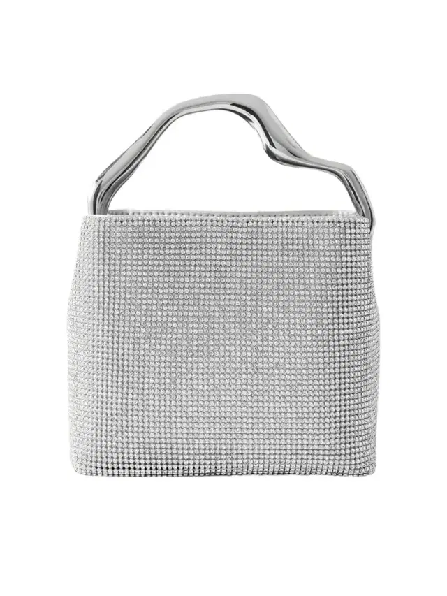 Solene Mini Crystal-embellished Metallic Leather Tote