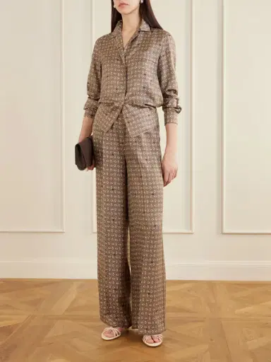 Max Mara Printed Silk-twill Wide-leg Pants | Thumbnail 2 Max Mara Printed Silk-twill Wide-leg Pants | Thumbnail 2