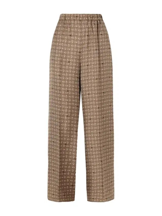 Printed Silk-twill Wide-leg Pants