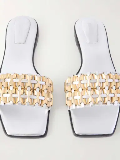 Simkhai Faye Embellished Metallic Leather Slides | Thumbnail 5 Simkhai Faye Embellished Metallic Leather Slides | Thumbnail 5