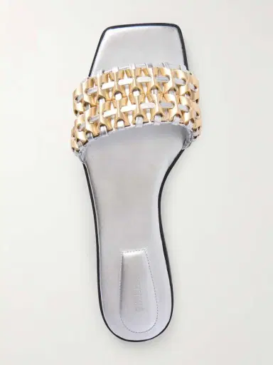 Simkhai Faye Embellished Metallic Leather Slides | Thumbnail 6 Simkhai Faye Embellished Metallic Leather Slides | Thumbnail 6