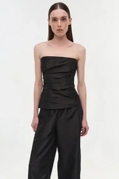 Simkhai Emerson Ruched Taffeta Bustier Top | Thumbnail 3