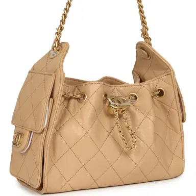 Chanel Chanel Mini 25 Hobo Bag Beige Caviar Antique Gold Hardware | Thumbnail 2 Chanel Chanel Mini 25 Hobo Bag Beige Caviar Antique Gold Hardware | Thumbnail 2