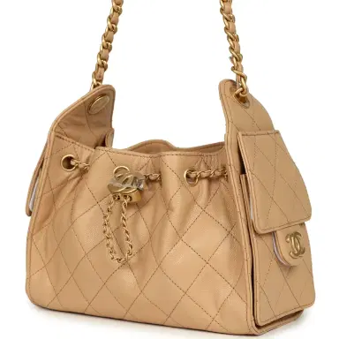 Chanel Chanel Mini 25 Hobo Bag Beige Caviar Antique Gold Hardware | Thumbnail 3 Chanel Chanel Mini 25 Hobo Bag Beige Caviar Antique Gold Hardware | Thumbnail 3