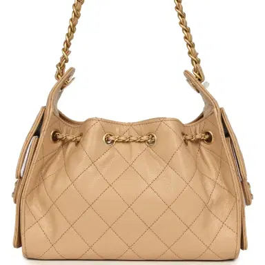 Chanel Chanel Mini 25 Hobo Bag Beige Caviar Antique Gold Hardware | Thumbnail 5 Chanel Chanel Mini 25 Hobo Bag Beige Caviar Antique Gold Hardware | Thumbnail 5