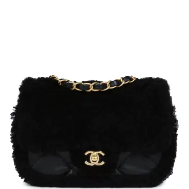 Chanel Chanel Mini Shearling Flap Bag Black Lambskin Brushed Gold Hardware | Thumbnail 1 Chanel Chanel Mini Shearling Flap Bag Black Lambskin Brushed Gold Hardware | Thumbnail 1