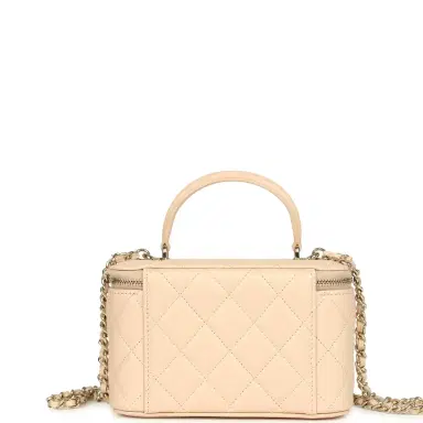 Chanel Chanel Small Top Handle Vanity Case Light Beige Lambskin Light Gold Hardware | Thumbnail 4