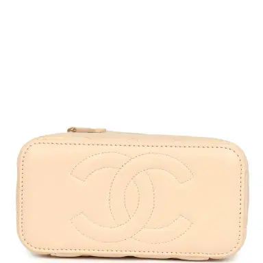 Chanel Chanel Small Top Handle Vanity Case Light Beige Lambskin Light Gold Hardware | Thumbnail 6