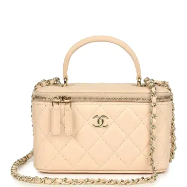 Chanel Chanel Small Top Handle Vanity Case Light Beige Lambskin Light Gold Hardware | Thumbnail 1
