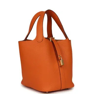HERMÈS Hermes Picotin Lock 18 Orange Clemence Gold Hardware | Thumbnail 2