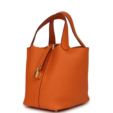 HERMÈS Hermes Picotin Lock 18 Orange Clemence Gold Hardware | Thumbnail 3