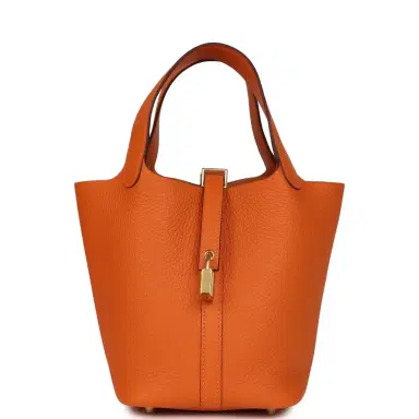 HERMÈS Hermes Picotin Lock 18 Orange Clemence Gold Hardware | Thumbnail 1