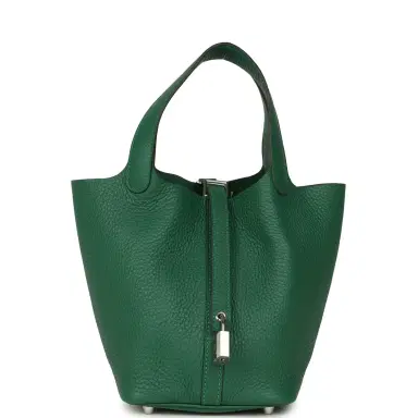 HERMÈS Hermes Picotin Lock 18 Vert Moyen Clemence Palladium Hardware | Thumbnail 1 HERMÈS Hermes Picotin Lock 18 Vert Moyen Clemence Palladium Hardware | Thumbnail 1
