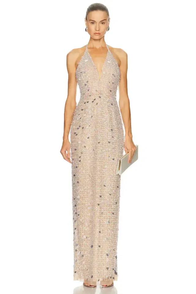 Halter Neck Column Gown