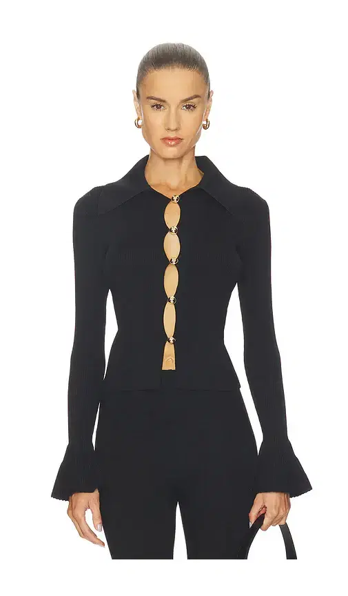 self-portrait Button Down Knit Top
