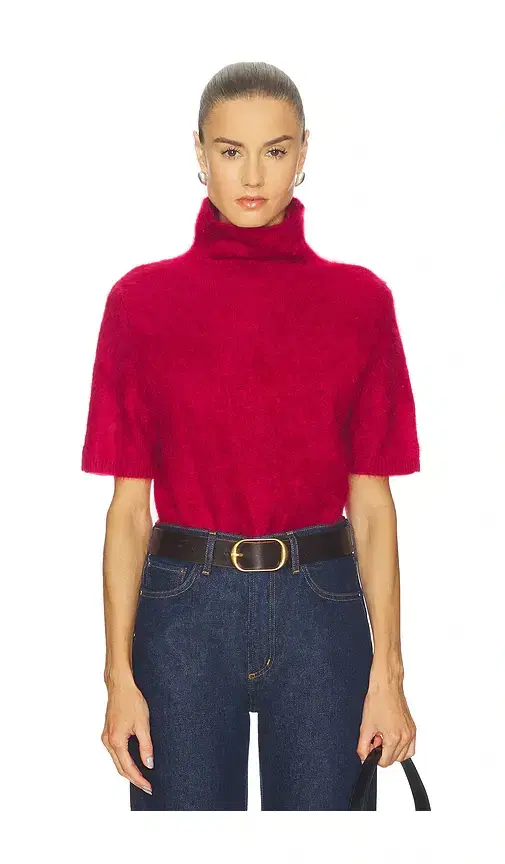 Soft Goat Brushed Short Sleeve Turtleneck