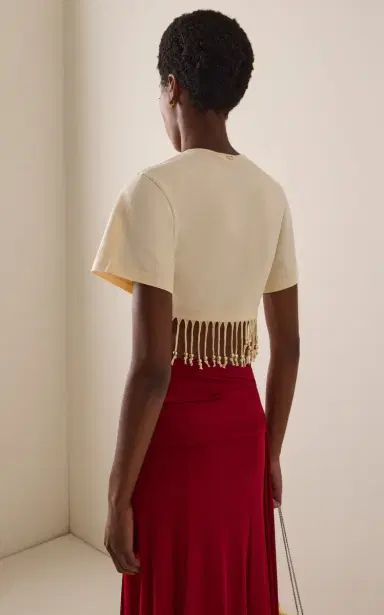 Rabanne Beaded Cotton T-Shirt | Thumbnail 4 Rabanne Beaded Cotton T-Shirt | Thumbnail 4