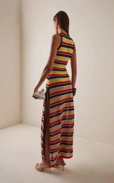 Rabanne Striped Keyhole Maxi Dress | Thumbnail 4 Rabanne Striped Keyhole Maxi Dress | Thumbnail 4