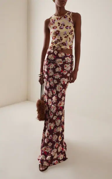 Rabanne Floral Silk Maxi Skirt | Thumbnail 2