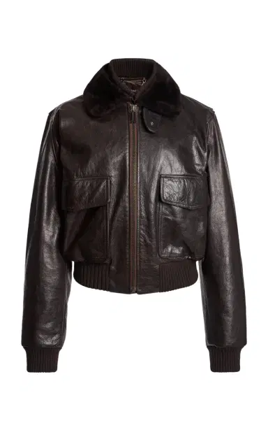 Victoria Beckham Leather Aviator Jacket | Thumbnail 1