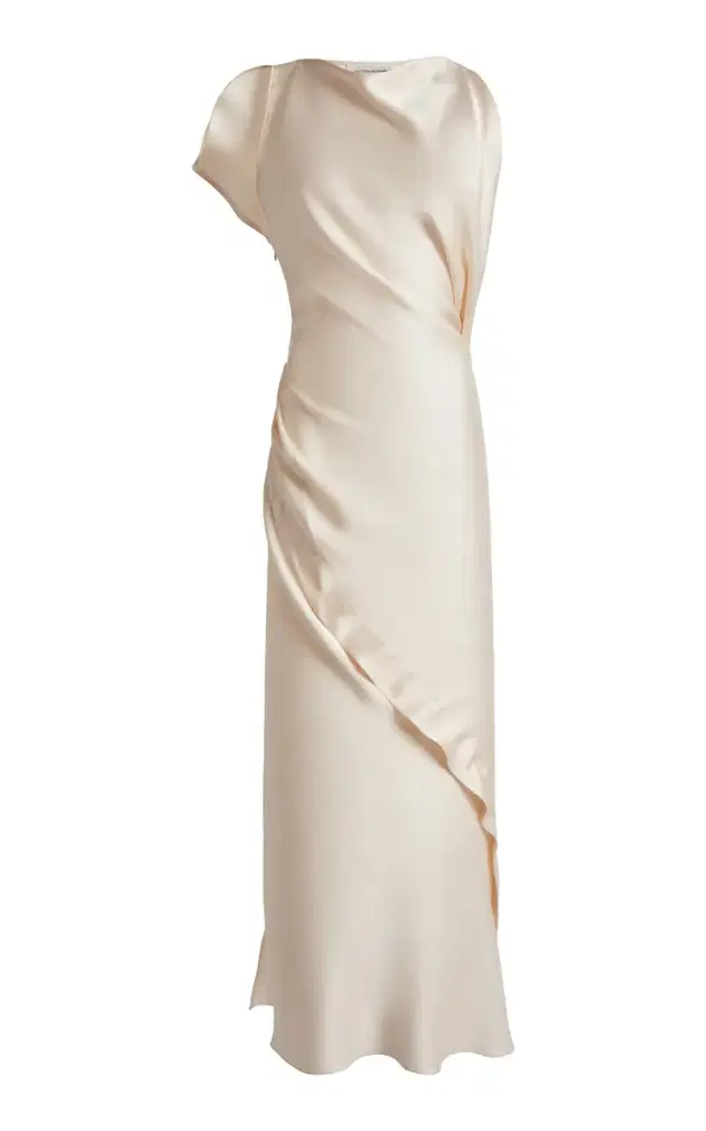 Draped Satin Midi Dress
