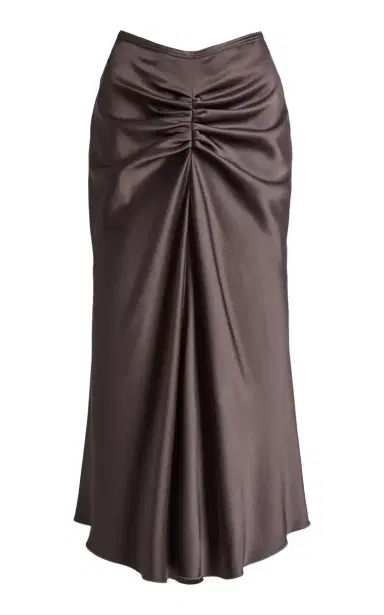 Victoria Beckham Bela Gathered Satin Midi Skirt | Thumbnail 1